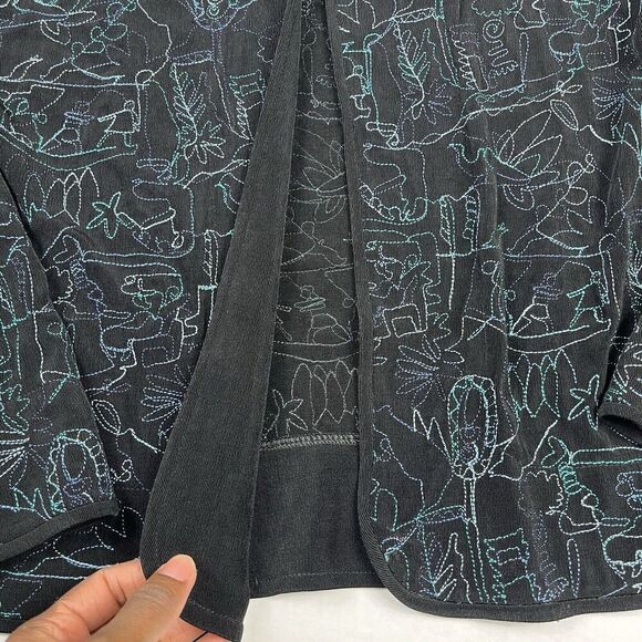 Chicos Travelers Cardigan Jacket Embroidered Boho Artsy Open Front Knit 1 MEDIUM - Picture 4 of 10